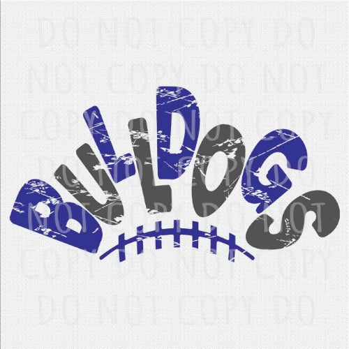 Bulldogs team png, Retro Bulldogs Royal Blue and Gray Vintage Letters football design png, Sublimation design png