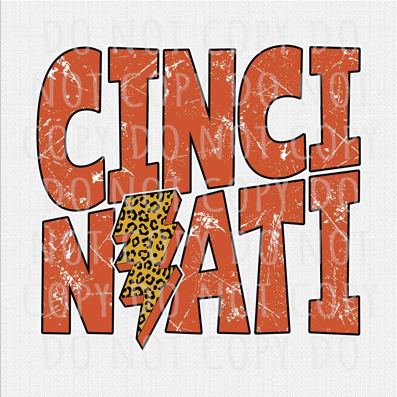 Cincinnati team png, Cincinnati Orange Leopard Lightening Bolt design png, Sublimation design png