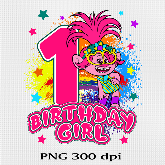 Trolls Birthday Girl png 1th Birthday Girl Quality design for print digital download