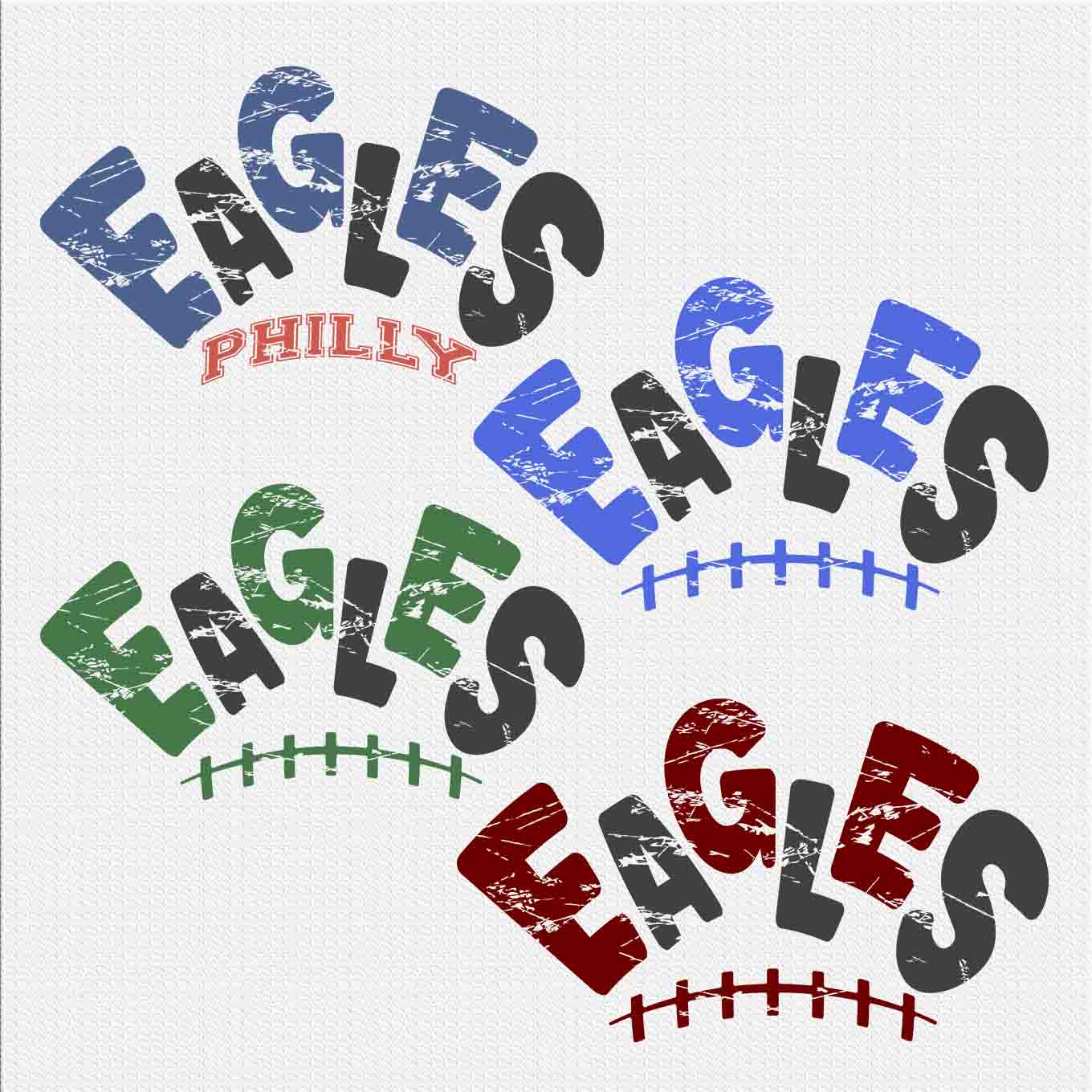 Eagles team png (+ 3 design FREE), Retro Eagles Green Black Maroon Royal Blue Distressed Vintage Letters football design, Sublimation design