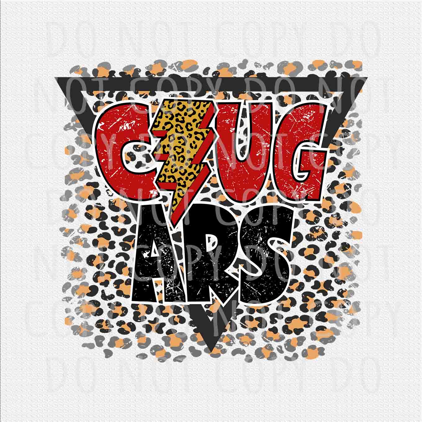 Cougars png, Cougars Team red and black Leopard Lightning Bolt design png, Digital download