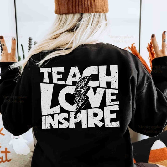 Teach Love Inspire PNG | Teacher Life PNG | Teacher life distressed leopard lightning bolt design png | Digital download