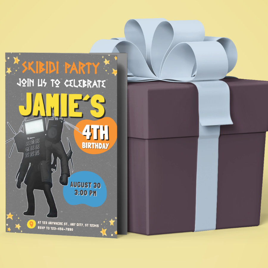Skibidi toilet Invitation Editable Card Invitation Template Kids Birthday Invite Skibidi toilet Party