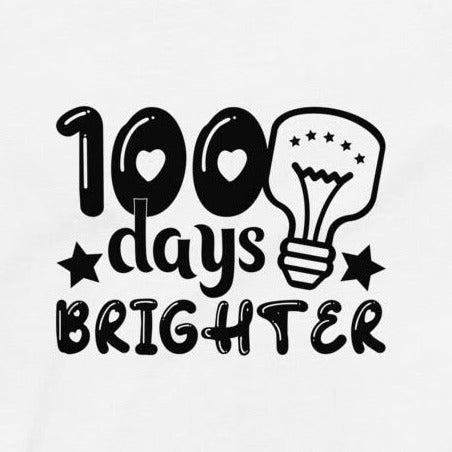 100 Days Brighter svg, Star, Light Bulb, School, Iron on, Digital, Download Vector files. Svg, dxf and png files, silhouette