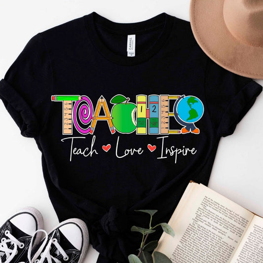 Teacher PNG | Teach Love Inspire PNG | Teacher Life PNG | Teacher life colorful design png | Digital download