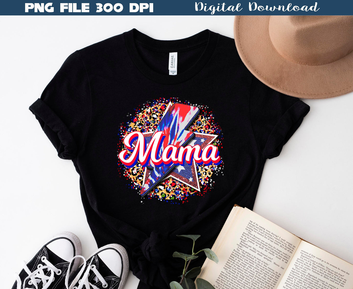 Patriotic Mama png, Red White and Blue Colors Mama Patriotic png, America, Stars Flag, 4th July, Shirt Design, Sublimation Design Download