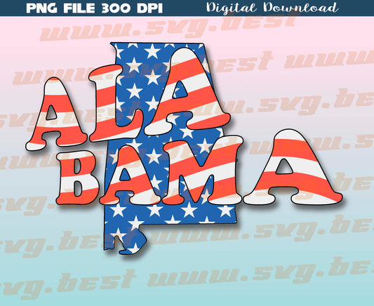 Alabama png, AL png, Alabama 4th of July png, USA Flag Alabama, Alabama colorful design PNG, shape, Digital download