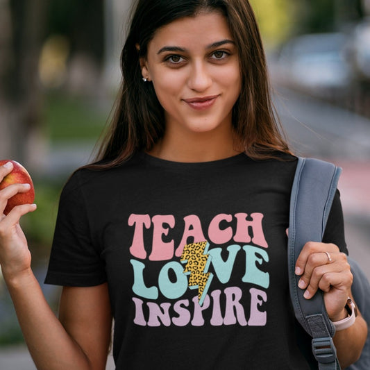 Teach Love Inspire png Teacher Life Pastels Lightning Bolt design png, Digital download