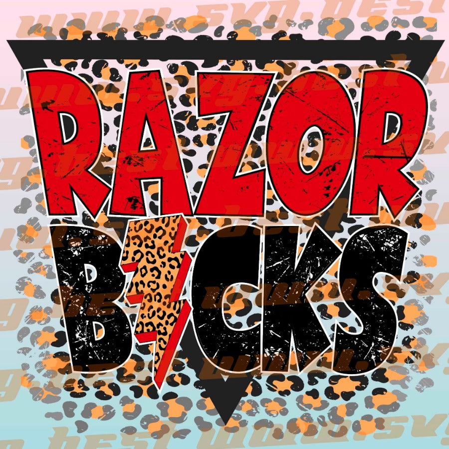 Razorbacks png, Razorbacks Black Red Leopard Lightning Bolt design png, Mascot design png
