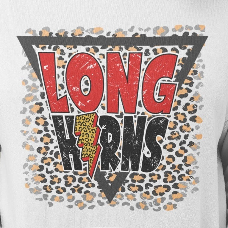 Longhorns png, Longhorns Red Black Distressed Leopard Lightning Bolt design png, College Mascot Digital download