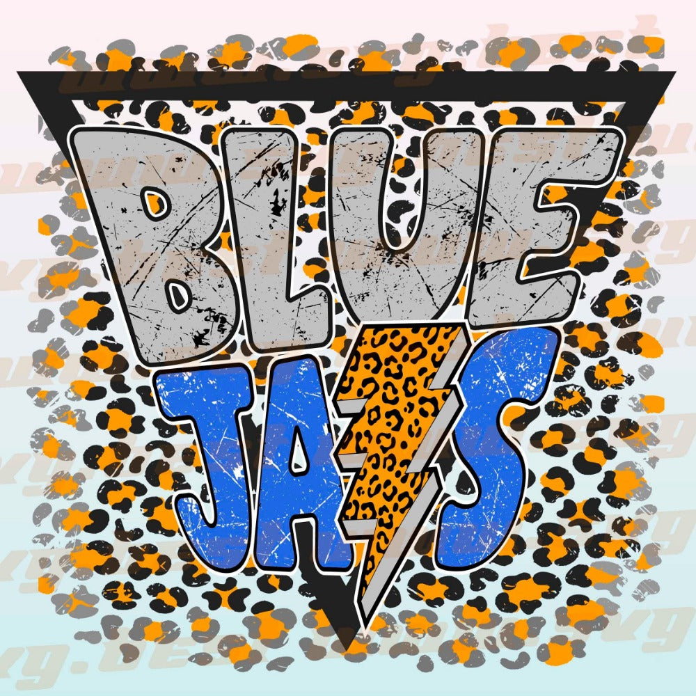 Blue Jays png, Blue Jays Royal blue and Gray Leopard Lightning Bolt design png, Digital download