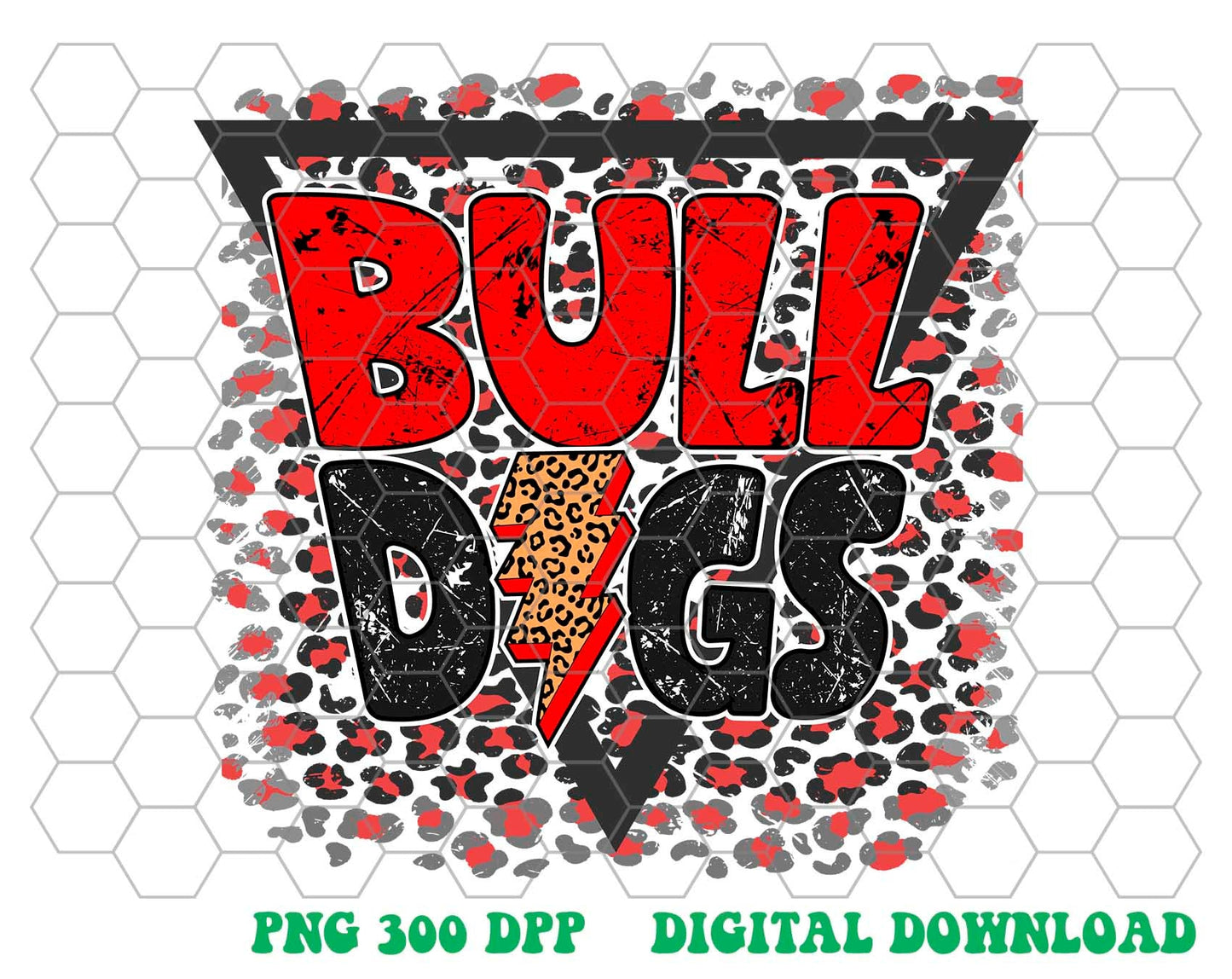 Bulldogs png, Bulldogs Red Black Leopard Lightening Bolt design png, Sublimation design png