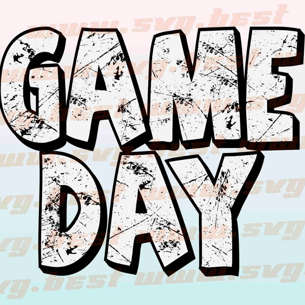 Game day png, Game Day Black White letters Distressed Vintage Retro Style Sport Game, Digital download