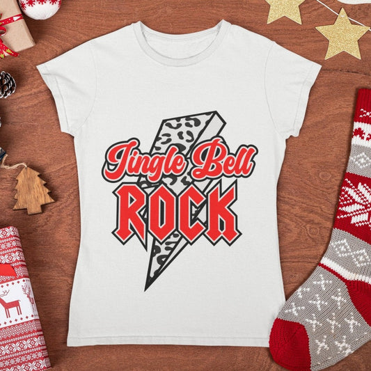Jingle Bell Rock Png, Jingle Bell Rock Red White Leopard Lightning Bolt sublimation design