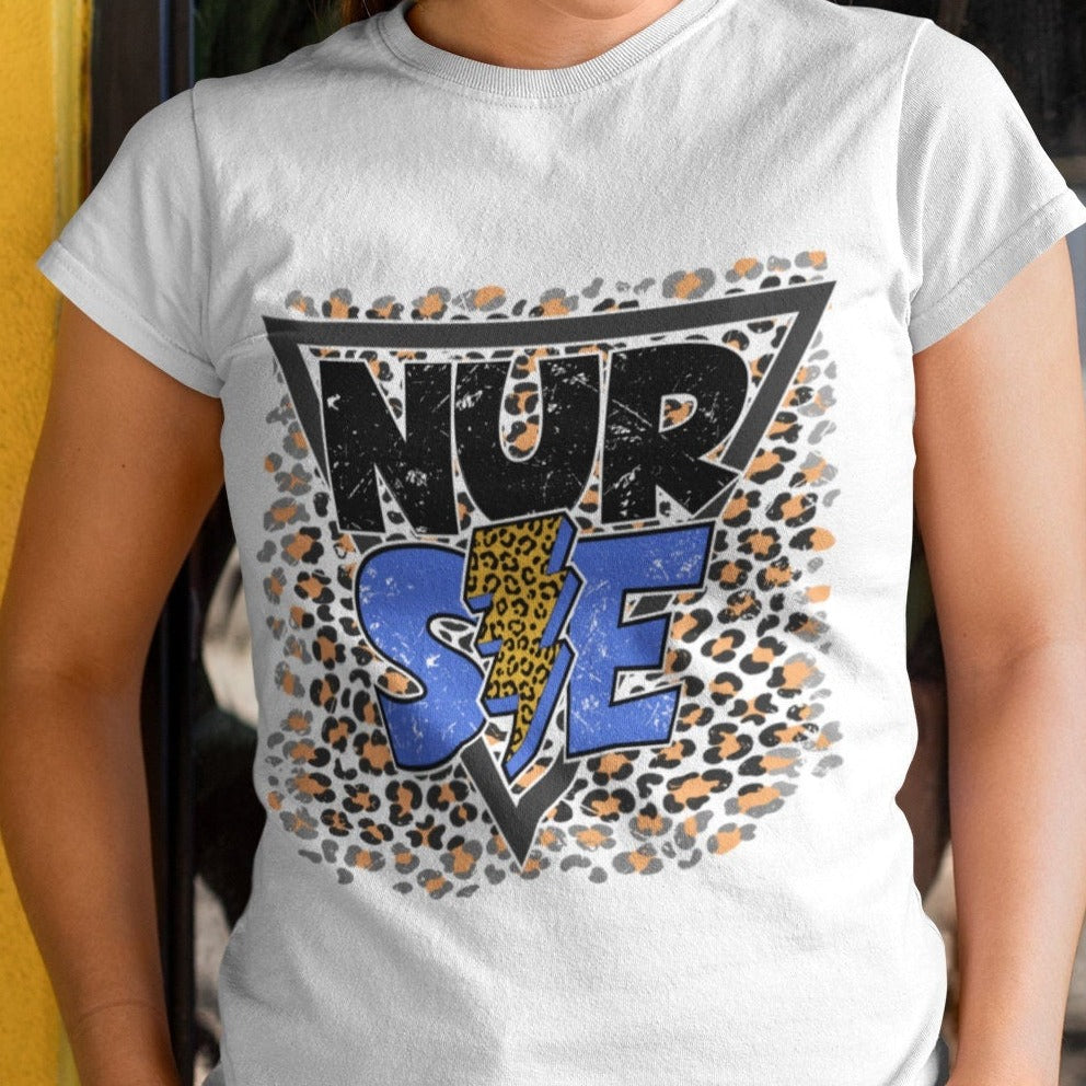 Nurse png, Retro Nurse Royal Blue and Black Colors Leopard Lightning Bolt design png, Nurse Sublimation, Sublimation design png