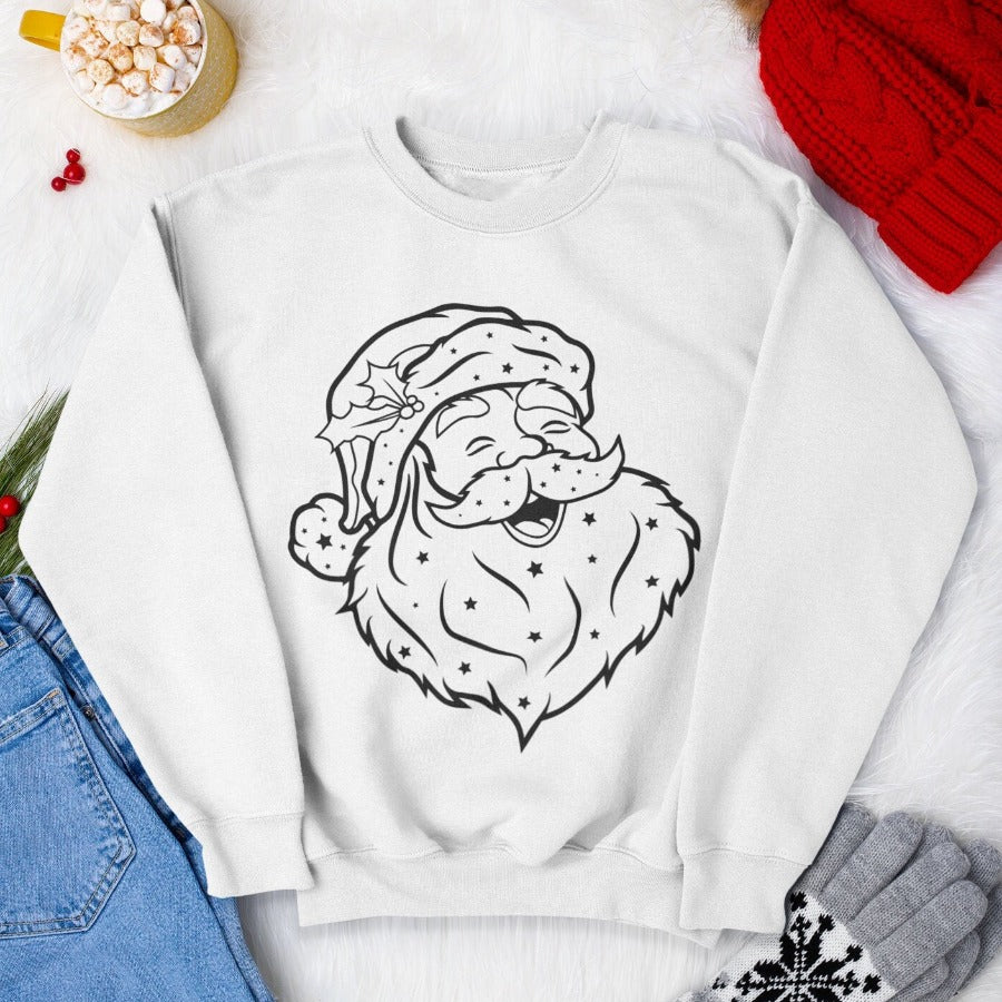 Santa Claus face svg png Retro Vintage Merry Christmas hat design ...