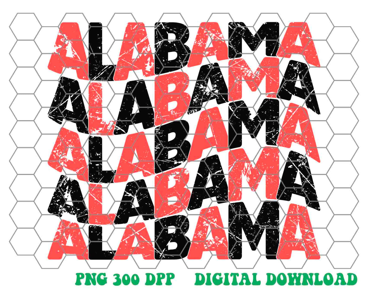Alabama png, state Alabama Red Black Distressed Waves design png, Sublimation design png