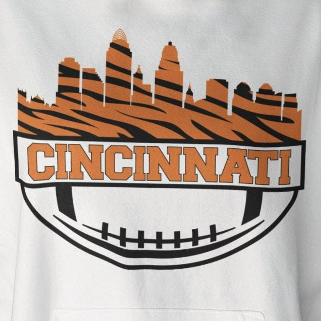 Cincinnati Football City Skyline Titers Mascot Black Orange Letters Digital download png, Cincinnati png