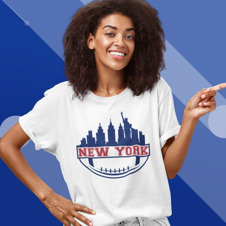 New York Football City Skyline Mascot Blue Red Colors Digital download png, New York png
