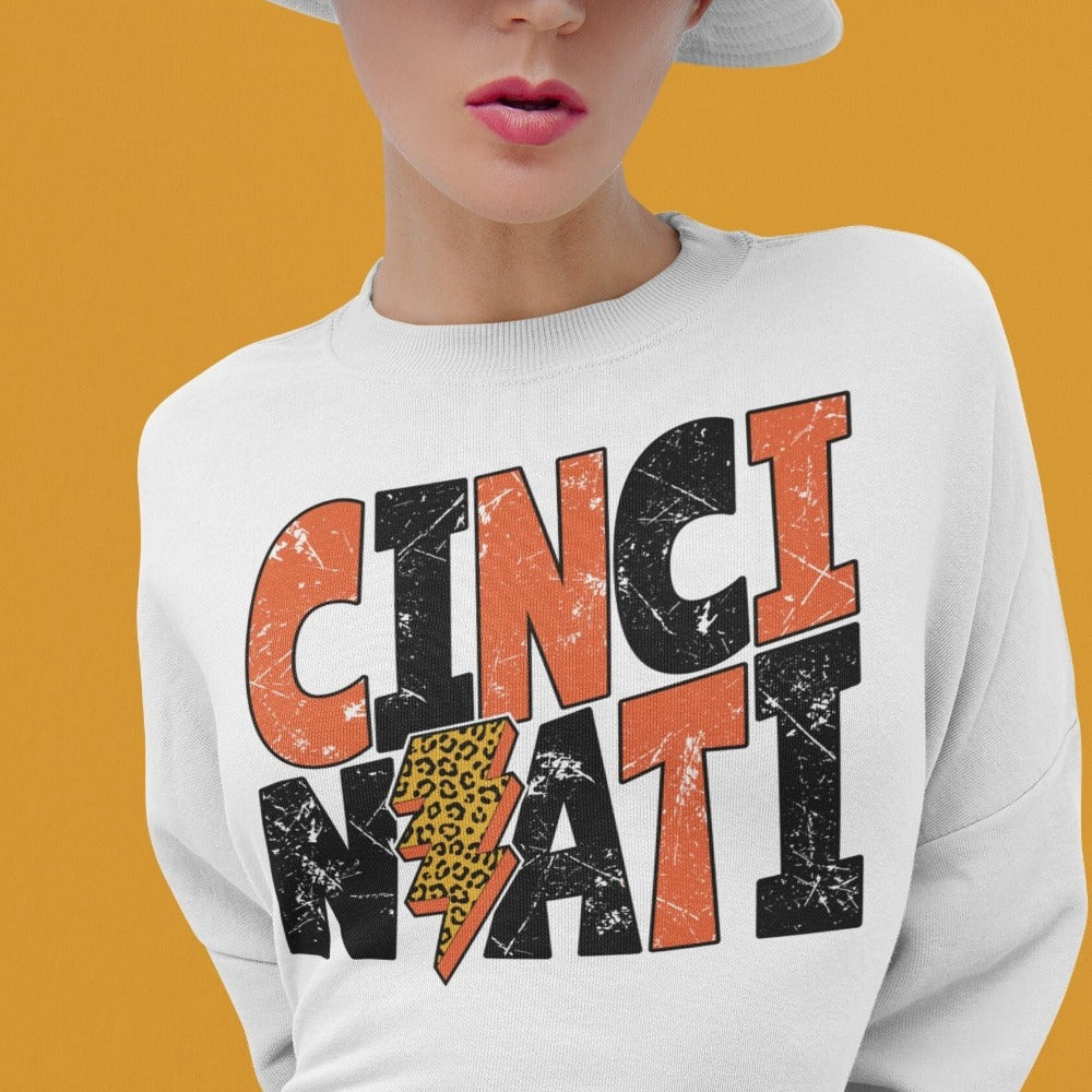 Cincinnati png, Football png, Cincinnati Orange and black Distressed LIghtning Bolt design png, Digital download