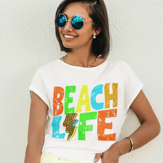 Beach life png, Beach life Colorful leopard Lightning bolt design png, Summer png, Digital download