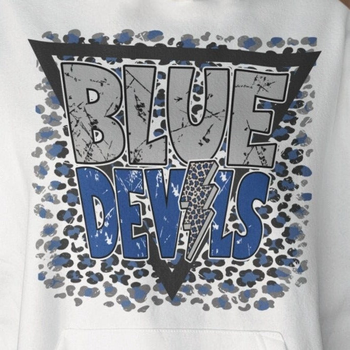 Blue Devils png, Blue Devils Royal Blue Gray Leopard Lightening Bolt Leters design png, Sublimation design png
