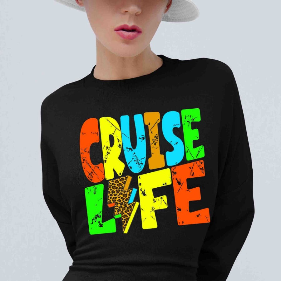 Cruise life png, Summer life png, two designs Cruise life Colorful Distressed Letters leopard Lightning bolt design