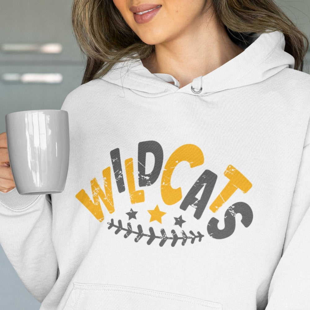 WildCats png, WildCats baseball Yellow and Black Retro Distressed Vintage Letters Stars Sublimation design png