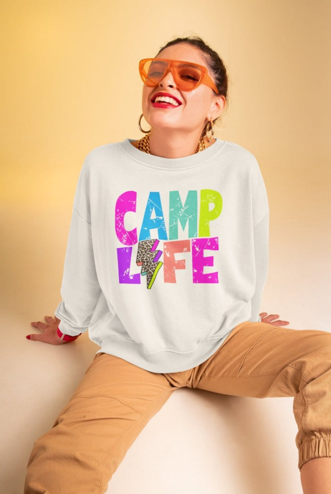 Camp life png, Summer life png, Camp life Colorful Distressed Letters Lightning Bolt design