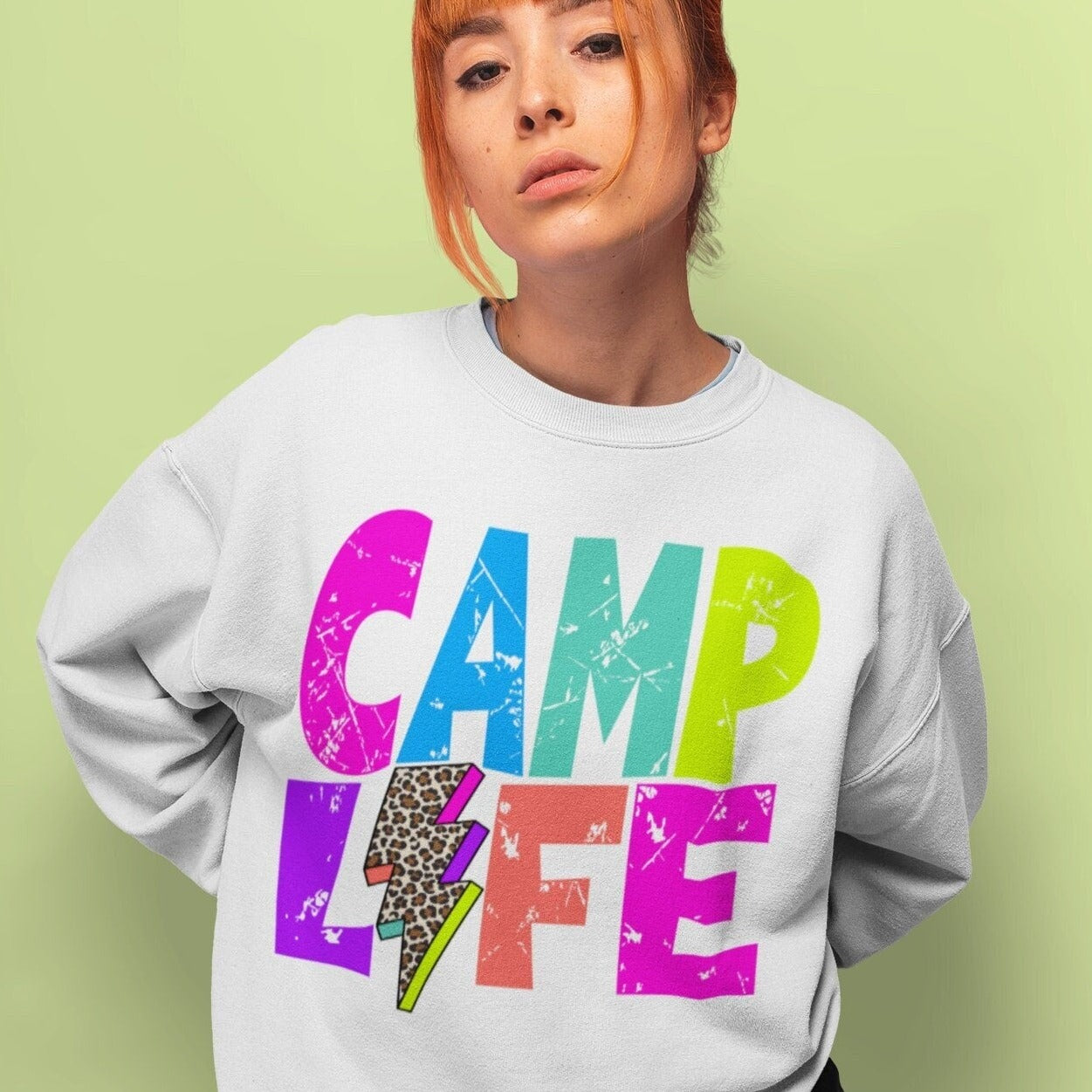 Camp life png, Summer life png, Camp life Colorful Distressed Letters Lightning Bolt design