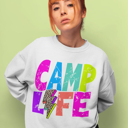 Camp life png, Summer life png, Camp life Colorful Distressed Letters Lightning Bolt design