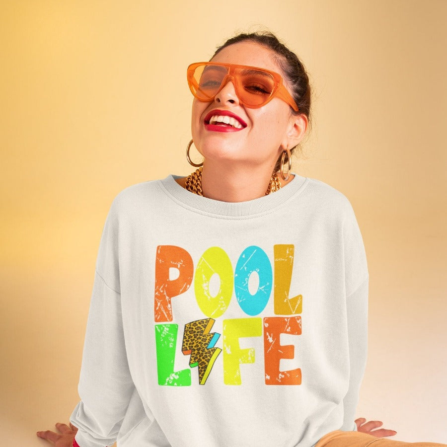 Pool life png, Summer life png, Pool life Colorful Distressed Letters Lightning Bolt design