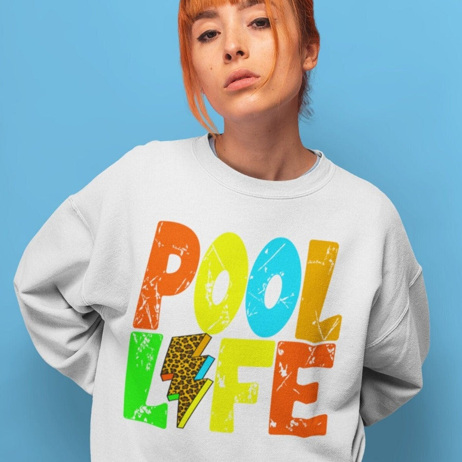 Pool life png, Summer life png, Pool life Colorful Distressed Letters Lightning Bolt design